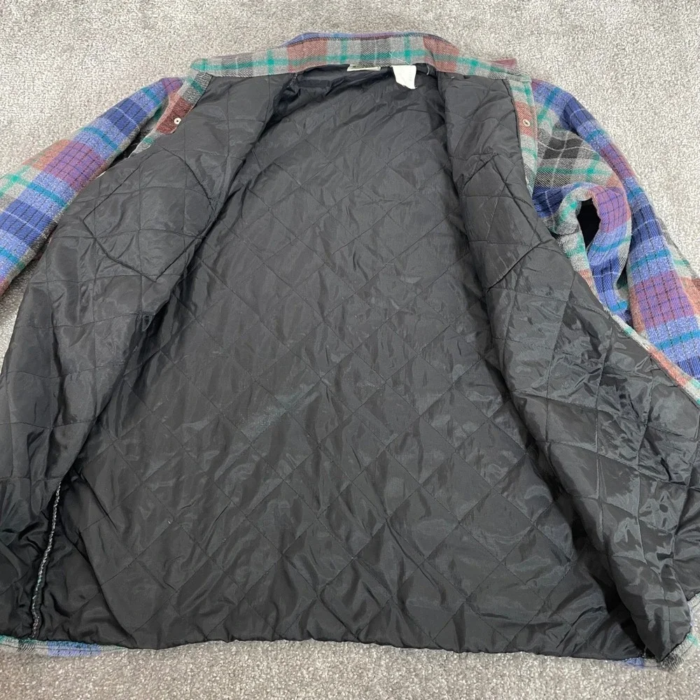 Five Brother Flannel Shirt Mens Large Shacket Quilted Lined Snap‎ Buttons Plaid